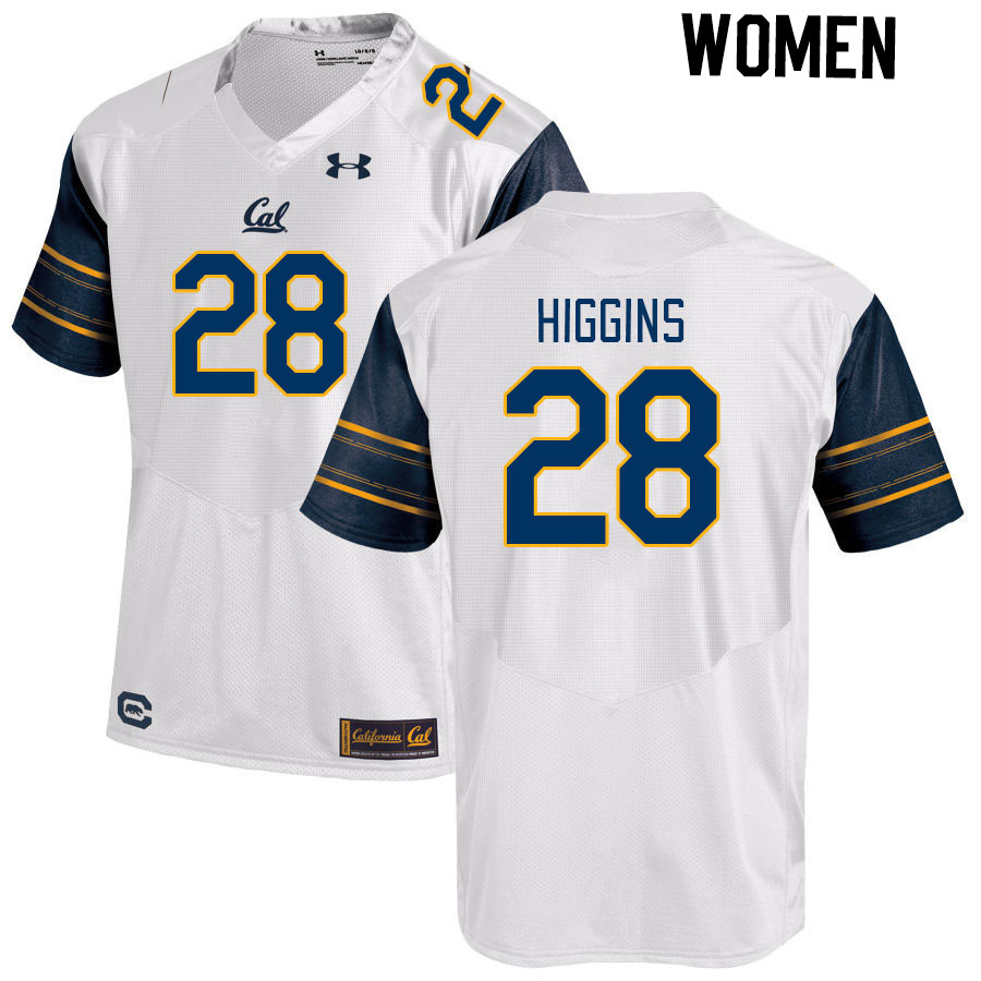 Women #28 Kaleb Higgins California Golden Bears College Football Jerseys Stitched Sale-White
